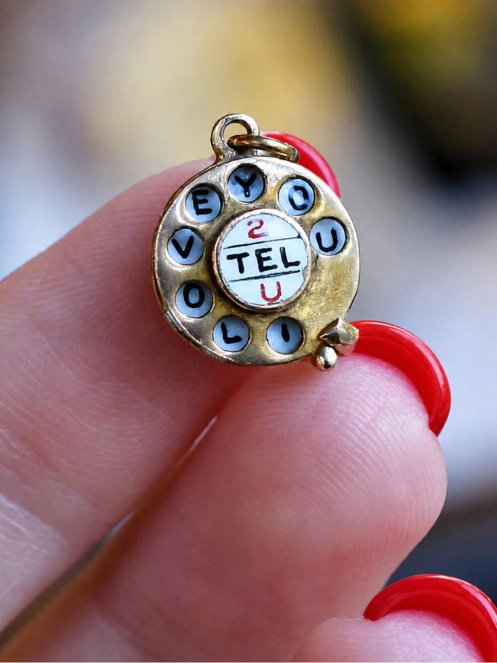 Vintage Mechanical Rotary Phone Charm - I just called to tell you I love you 9k
